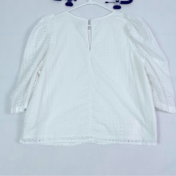 A new day Blouse Womens 2XL White Eyelet Balloon Sleeve Regular Scoop Neck - Picture 3 of 10